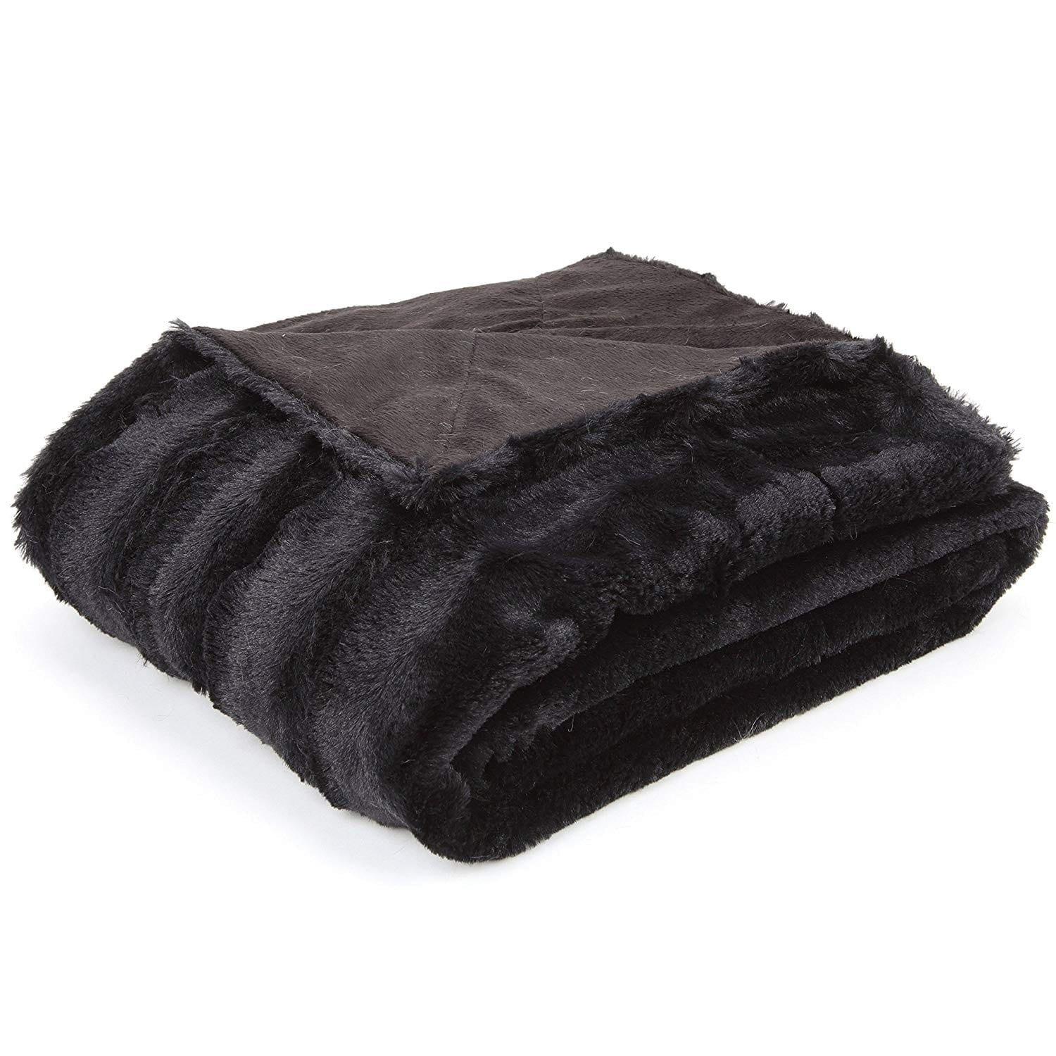 Cheer Collection Faux Fur to Microplush Reversible Throw Blanket ...