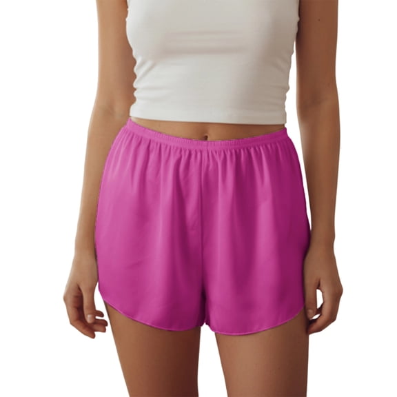LMLYSoH Womens Satin Shorts Loose Casual Solid Color Elastic Waist Mini Shorts Stylish Summer Streetwear