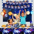 thumbnail image 6 of Outer Space Party Supplies - Solar System Galaxy Planet Theme Happy Birthday Banner, Plates, Napkins, Cup, Straws, Knives, Fork, Spoon and Tablecloth for Boys Party Decorations, Serves 20 Guests, 6 of 7