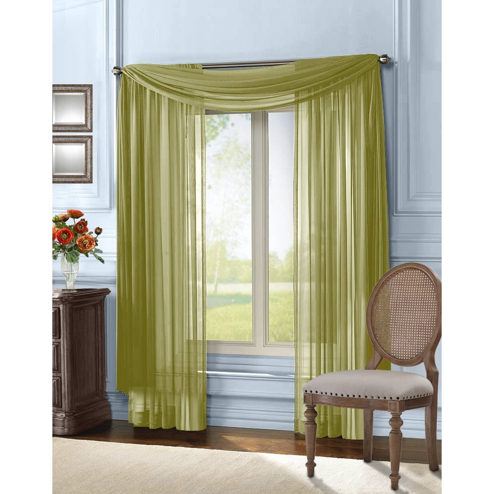 Qutain Linen Solid Viole Sheer Scarf Window Valance Topper 37" x 216