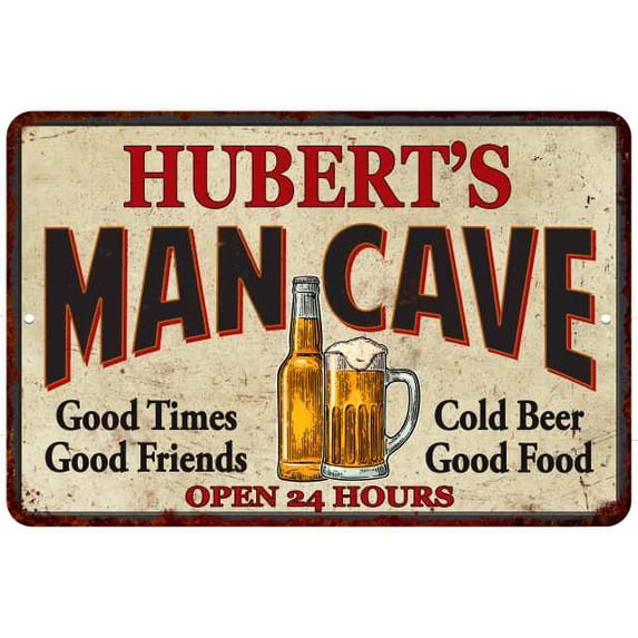 HUBERT'S Man Cave Metal Sign 8 x 12 Matte Finish Metal 108120011328