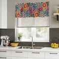thumbnail image 5 of 2 Pack Valances for Windows, Boho Teal Flower Window Valances for Living Room/Bedroom/Bathroom, Spring Bohemia Chic Red Yellow Floral Light Filtering Kitchen Curtain Valance 42"W x18" L, 5 of 9