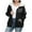 Black, variant on Sweatshirts Jacket for Women Christmas Fleece Hooded Coat Solid Plus Size Zipper Long Sleeve Outerwear Clothes
