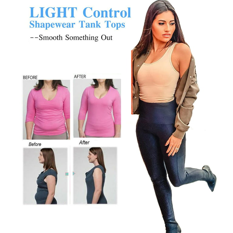COMFREE Camisoles with Bulilt in Bra for Women Shapewear Tank Tops Tummy  Control Vest Seamless Body Shaper 