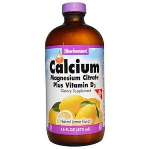 Bluebonnet Nutrition, Liquid Calcium, Magnesium Citrate Plus Vitamin D3, Natural Lemon Flavor, 16 fl oz (472 ml) (Pack of