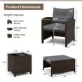 thumbnail image 3 of Costway 5 PCS Patio Rattan Furniture with 2 Wicker Ottomans & Tempered Glass Coffee Table Gray, 3 of 10