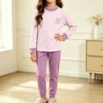 thumbnail image 6 of Cethrio Girls Pajama Sets Long Sleeve, Spring Fall Comfy Casual 2 Piece Girls' Sleepwear Purple Size 7-8T, 6 of 6