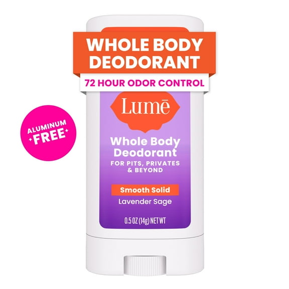 Lume Whole Body Women’s Deodorant - Trial Size Smooth Solid Stick - Aluminum Free - Lavender Sage - .5oz