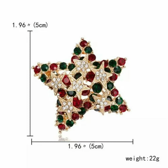 GKNET wholesale Christmas Tree Deer Snowman Brooch Pin Crystal Santa Claus Xmas New-#22 Christmas Star
