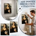 thumbnail image 2 of Canvas Art Wall Decor, Mona Lisa Novelty Portrait, 18X24 In, Bathroom Wall Decorations, Powder Room Styling, Dark Base, 1 Pc, 2 of 6