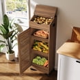 thumbnail image 2 of WARAYZ Farmhouse Kitchen Storage Cabinet with Wheels, Ventilated Louver Door Vegetable Bin, Large Capacity Rolling Pantry Organizer, Mobile Storage Unit, 2 of 10