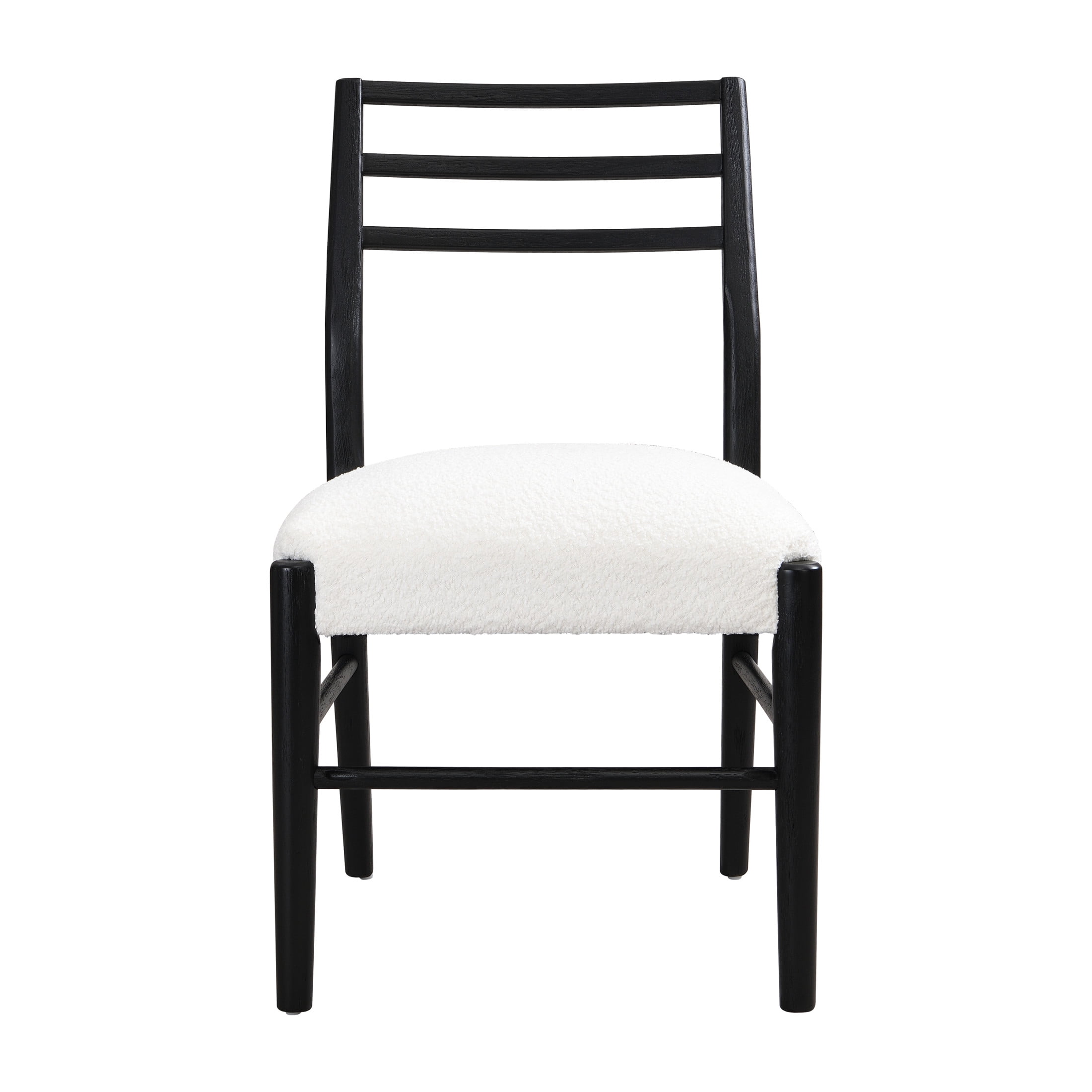 Farmhouse Upholstered Dining Chairs with Rubberwood Frame, Beige and Black - Set of 2