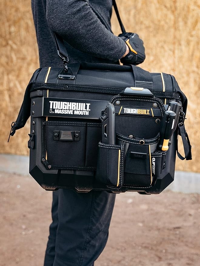 ToughBuilt ClipTech Series– 16" Massive Mouth Tool Bag, Heavy Duty Frame