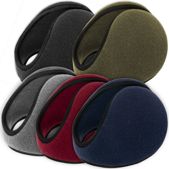 10 Pack of Adult One Size Fleece Behind the Ear Warmer Earmuffs for Fall, Winter, Snow, Wind, Rain, Hail, Cold Weather and Harsh Climates in Black, Gray, Navy Blue, Forest Green and Red