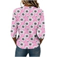 thumbnail image 6 of Edvintorg Tops Women Plus Size Fashion Floral Printed Crew Neck 3/4 Sleeve Casual Pullover Shirt Women's Blouses Womens Clothing Pink XXXL, 6 of 7