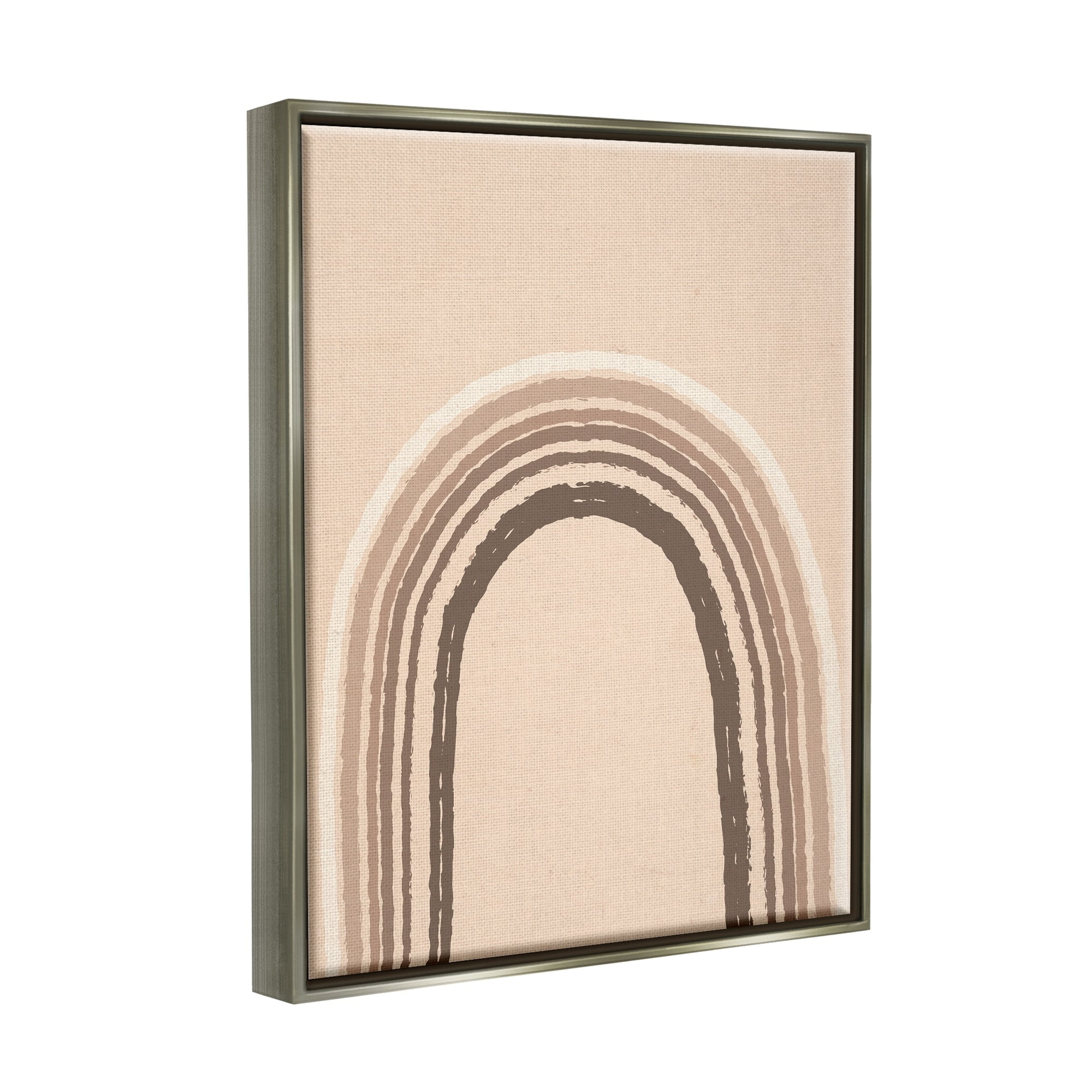 Stupell Industries Boho Rainbow Arched Stripes Neutral Brown Tones Graphic Art Luster Gray Floating Framed Canvas Print Wall Art, Design by Caroline Alfreds