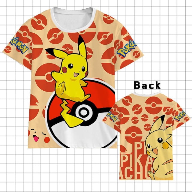 Camiseta de manga corta con estampado 3D de Pokémon para niños, ropa informal y a la moda de dibujos animados, Anime japonés, Verano qym unisex