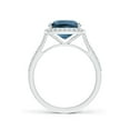 thumbnail image 2 of ANGARA Natural East-West Cushion 2.2 ct London Blue Topaz Cocktail Halo Ring in 14K White Gold for Women (Size-9x7mm) | November Birthstone Jewelry for Women | London Blue Topaz Ring (Ring Size - 6.5), 2 of 10