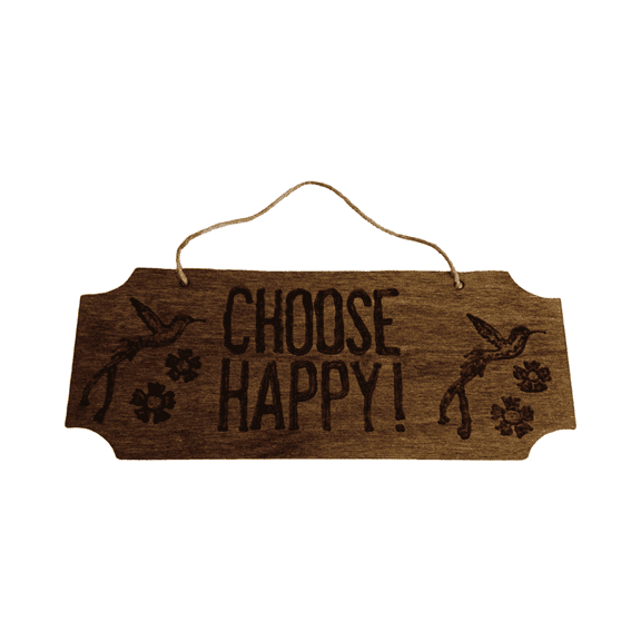 Skye's Creations Choose Happy Wood Hanging Sign