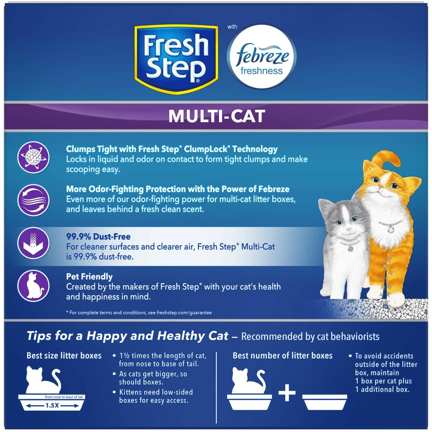  Fresh Step® Clean Paws® Cat Litter, Clumping Cat Litter with  Febreze, Gain Scent – 22.5 Pounds : Pet Supplies