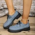 thumbnail image 6 of Viluyesy Womens Platform Loafers, Round Toe Lace-Up Non-Slip Fashion British Style Dress Shoes Blue US5.5, 6 of 8