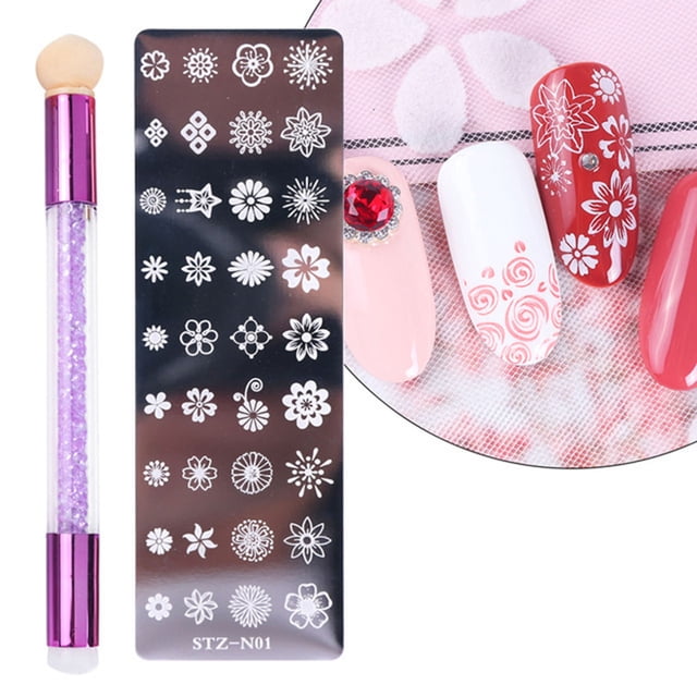 Flmtop 1Set Nail Stamping Plate Exquisite Pattern Shiny Effect DIY Nail Transfer Print Template for Makeup