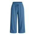 thumbnail image 4 of Delayuji Plus Size Womens Capri Pant Wrinkled Cotton Linen Pant Women Fashion Casual Loose Cropped Pants Summer S-5XL, 4 of 7