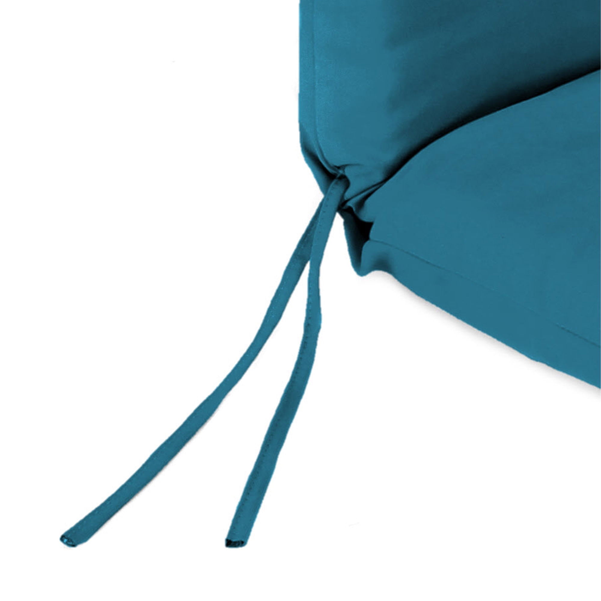 Jordan Manufacturing 44" x 22" Fresco Peacock Teal Solid Rectangular Outdoor Chair Cushion with Ties and Hanger Loop