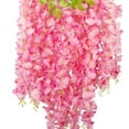 thumbnail image 4 of 12 Pack Artificial Flowers Silk Wisteria Vine Ratta Hanging Flower (Red), 4 of 5