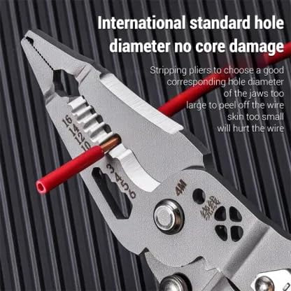 Tuvilo Electrical Pliers, Folding Stylus Screwdriver Wire Stripper, 8 In 1 Wire Stripper Twister For Cutting And Pulling Wires, Cable Scissors,Voltage Tester Pliers(2 Pointed)