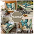 thumbnail image 6 of Retro Teal Butterfly Large Tapestry for Bedroom Wall Hanging Tapestry, Summer Butterflies Vintage Ceiling Backdrop Tapestries Poster Blanket Wall Decor for Teens Room Living Room Dorm 86" x 104", 6 of 8