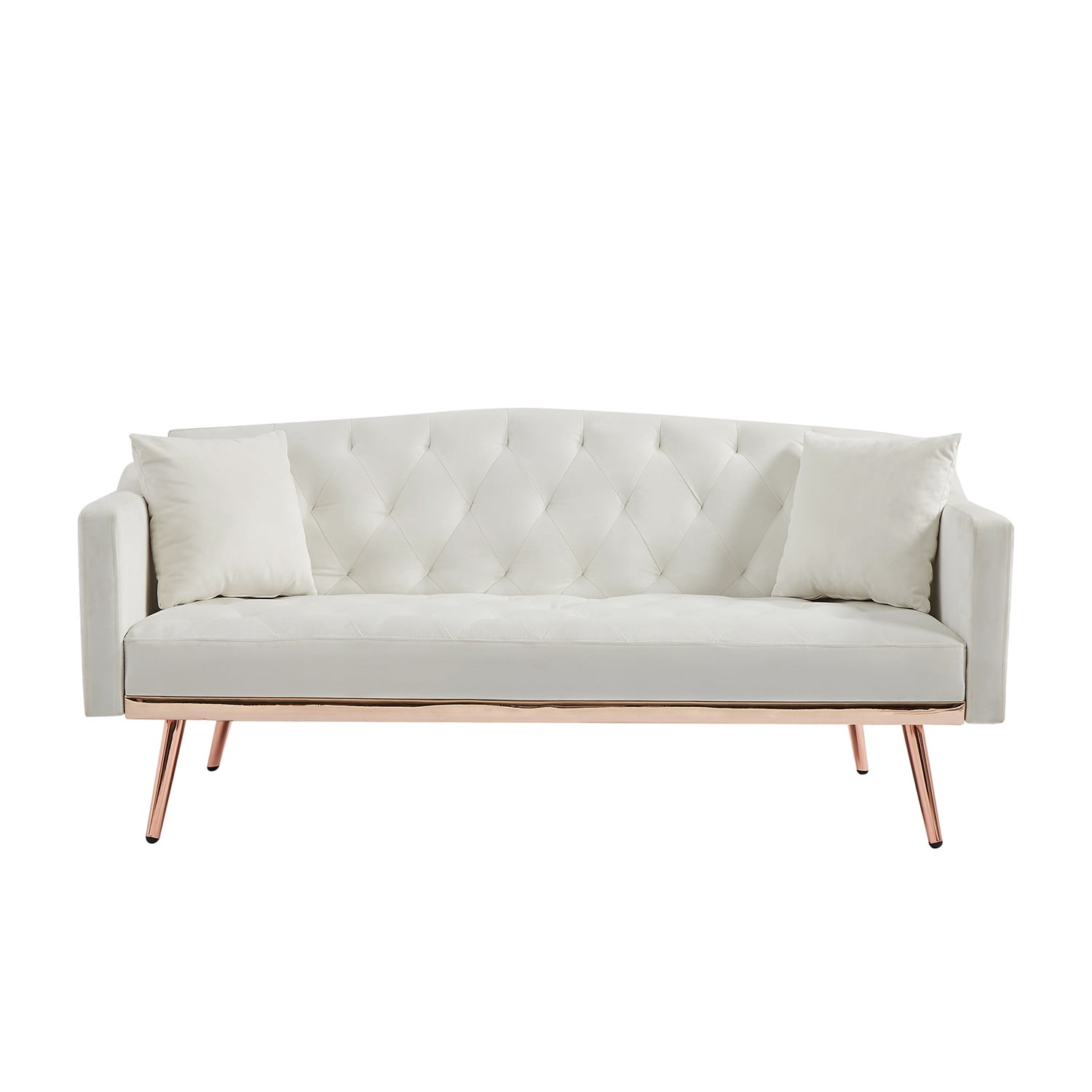 Resenkos Sofa Bed Convertible Sofa Sleeper 61.5" Sofa for Bedroom Fabric Compact Living Space Couch for Apartment and Room, White Resenkos Sofa Bed Convertible Sofa Sleeper 61.5" Sofa for Bedroom Fabric Compact Living Space Couch for Apartment and Room, White