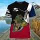 thumbnail image 3 of Camiseta cómoda informal para hombre, camiseta deportiva ajustada con estampado de elementos de pesca en el bosque, transpirable, de manga corta, a la moda, 3 of 5