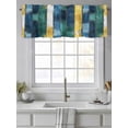 thumbnail image 4 of Navy Blue Stripe Curtain Valances for Windows, Vintage Yellow Geometric Abstract Kitchen Valance Window Treatment, Light Filtering Block Curtains for Bathroom/Bedroom/Living Room 60'' x 18'', 4 of 9