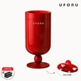 thumbnail image 2 of UFORU Wine Glass Shaped Trash Can with Rolling Base, 15L Decorative Waste Bin with Inner Bucket and 60 Trash Bags, Sliding Standing Garbage Can for Living Room, Bedroom and Office, 2 of 9