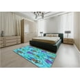 thumbnail image 5 of Ahgly Company Machine Washable Indoor Round Transitional Blue Ivy Blue Area Rugs, 8' Round, 5 of 7