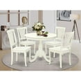 thumbnail image 6 of HomeStock 5-Piece Round 36 Inch Table and 4 Vertical Slatted Chairs, Linen White, 36" Round Table, 29.5" Height, Includes Dining Table & 4 Solid Wood Seat Chairs, 6 of 6