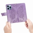 thumbnail image 5 of iPhone 13 Pro Case, Mantto Bling Diamond PU Leather Flip Wallet Case Hand Strap Butterfly Embossed Protective Flip Stand Card Holder Magnetic Cover for Apple iPhone 13 Pro, Lightpurple, 5 of 9