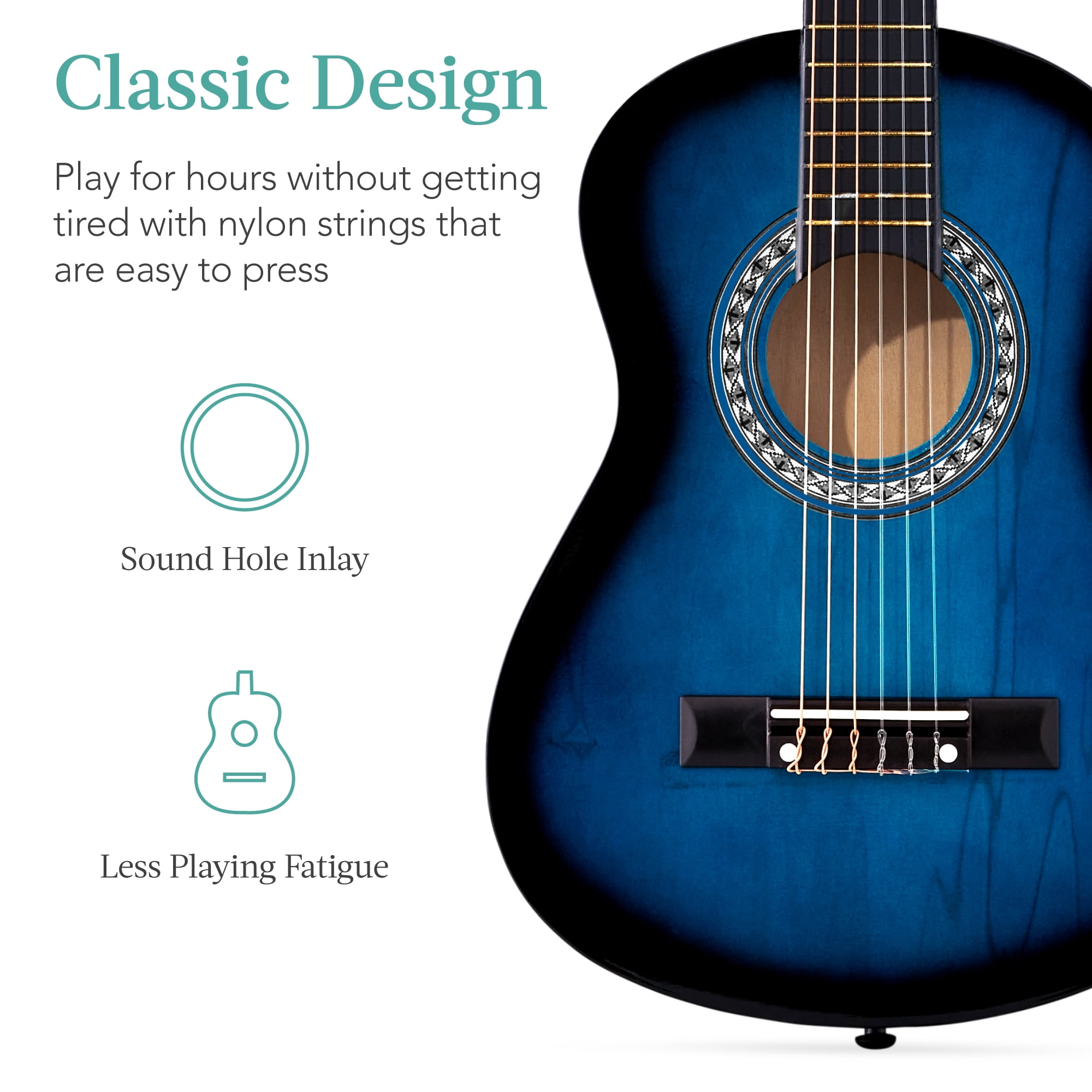 Best Choice Products Walmart Exclusive 30in Kids Acoustic Guitar Beginner Starter Kit w/ Strap, Case, Strings  - Walmart Blue