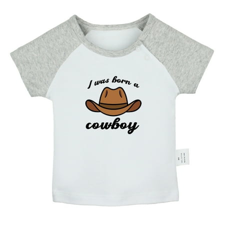 

iDzn I Was Born A Cowboy Funny T shirt For Baby Newborn Babies T-shirts Infant Tops 0-24M Kids Graphic Tees Clothing (Short Gray Raglan T-shirt 0-6 Months)