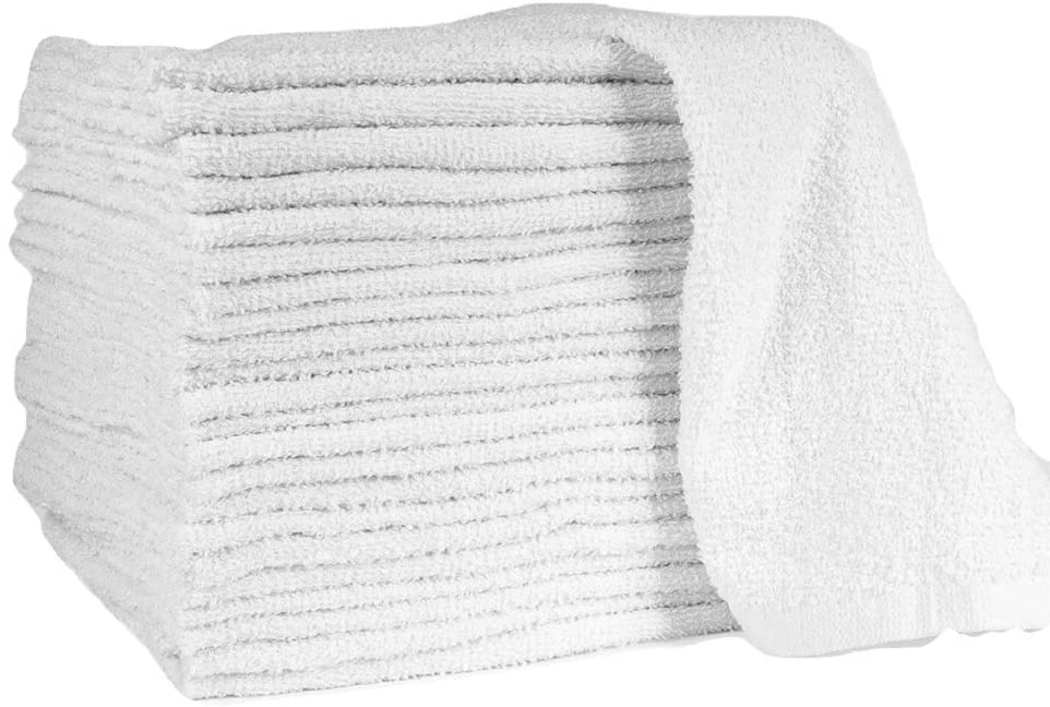 12 Inch x 12 Inch White Cotton Value Washcloths Reusable Lt Weight