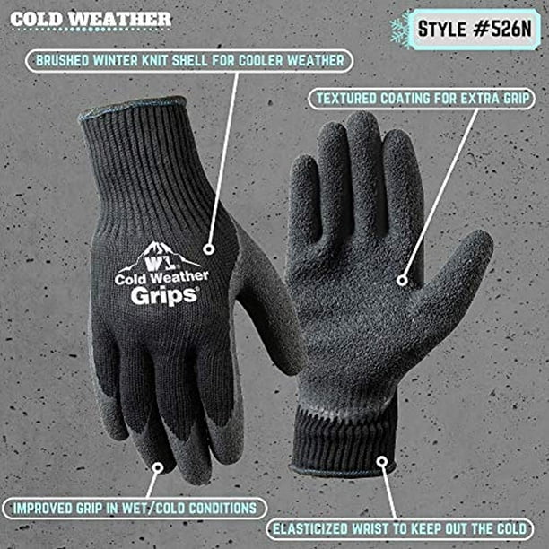 Wells Lamont Men s Cold Weather Latex Grip Work Gloves Black X Large 2 Pack Walmart Business Supplies