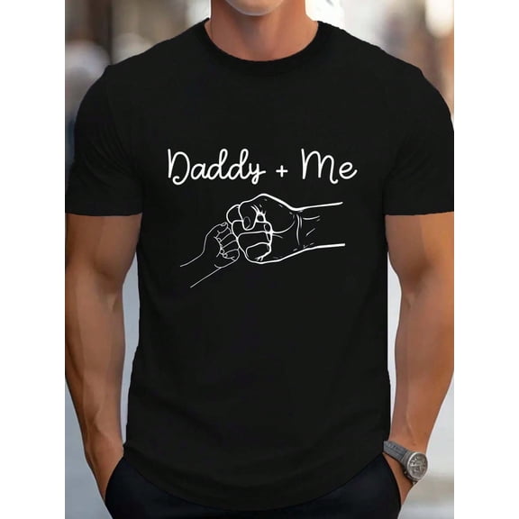 100% Cotton Daddy And Me Best Dad Ever Fist Bump Funny Father's Day T-Shirt Women's Men's Graphic Tee Causal Tops