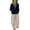 Navy, variant on Women's 2 Piece Boho Outfits Crew Neck 3/4 Sleeve Embroidery Tops Wide Leg Pants Summer Casual Stylish Sets (XL, Pink)