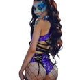 thumbnail image 2 of Women Rave Holographic Bodysuit, 2 Piece Metallic Silver For Dance Party Clubwear, 2 of 5