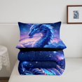 thumbnail image 5 of Manfei Traditional Dragon Animals Twin Comforter Sets,Fantasy Starry Sky Bedding Set,Blue Pink,Black Reversible,2-Piece,1 Comforter and 1 Pillowcase, 5 of 7