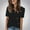 Black, variant on TAGOLD Summer Casual Tops,Plus Size T-shirt Blouse for Womens, Women's Solid Color Short Sleeved V-Neck Button Casual Fashionable
