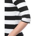 thumbnail image 6 of MODA NOVA Juniors Casual Boat Neck Elbow Sleeves Slim Fit Stripes T-Shirt, 6 of 6