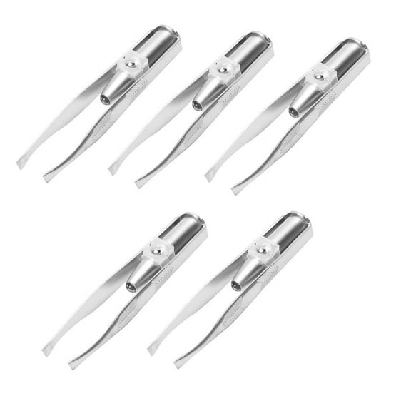 5X Stainless Steel Eyelashes Eyebrow Tweezer   LED Light