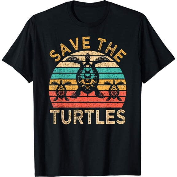 Save The Turtles Animal Rights Retro Style Sea Turtle T-Shirt